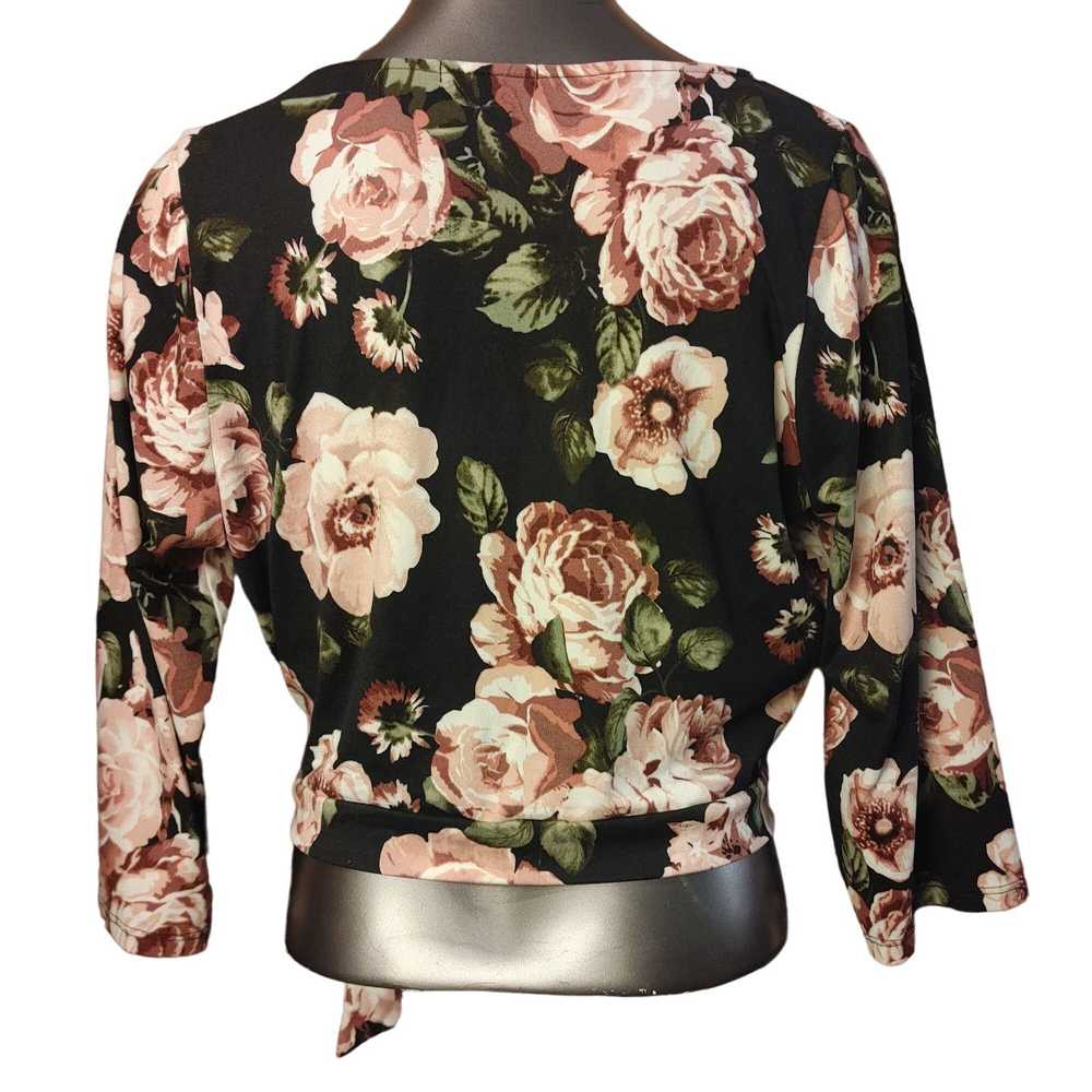 Other Curvy Sense Women's Floral Black/Pink Wrap … - image 2