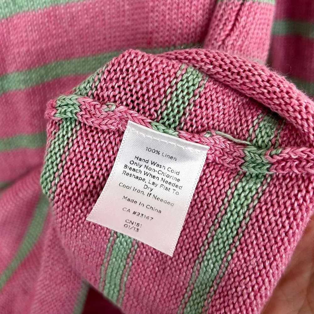 Other Talbots Pink Green Striped 100% Linen Sweat… - image 3