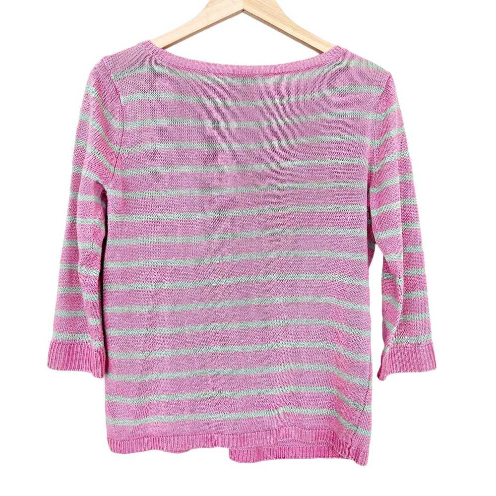 Other Talbots Pink Green Striped 100% Linen Sweat… - image 4