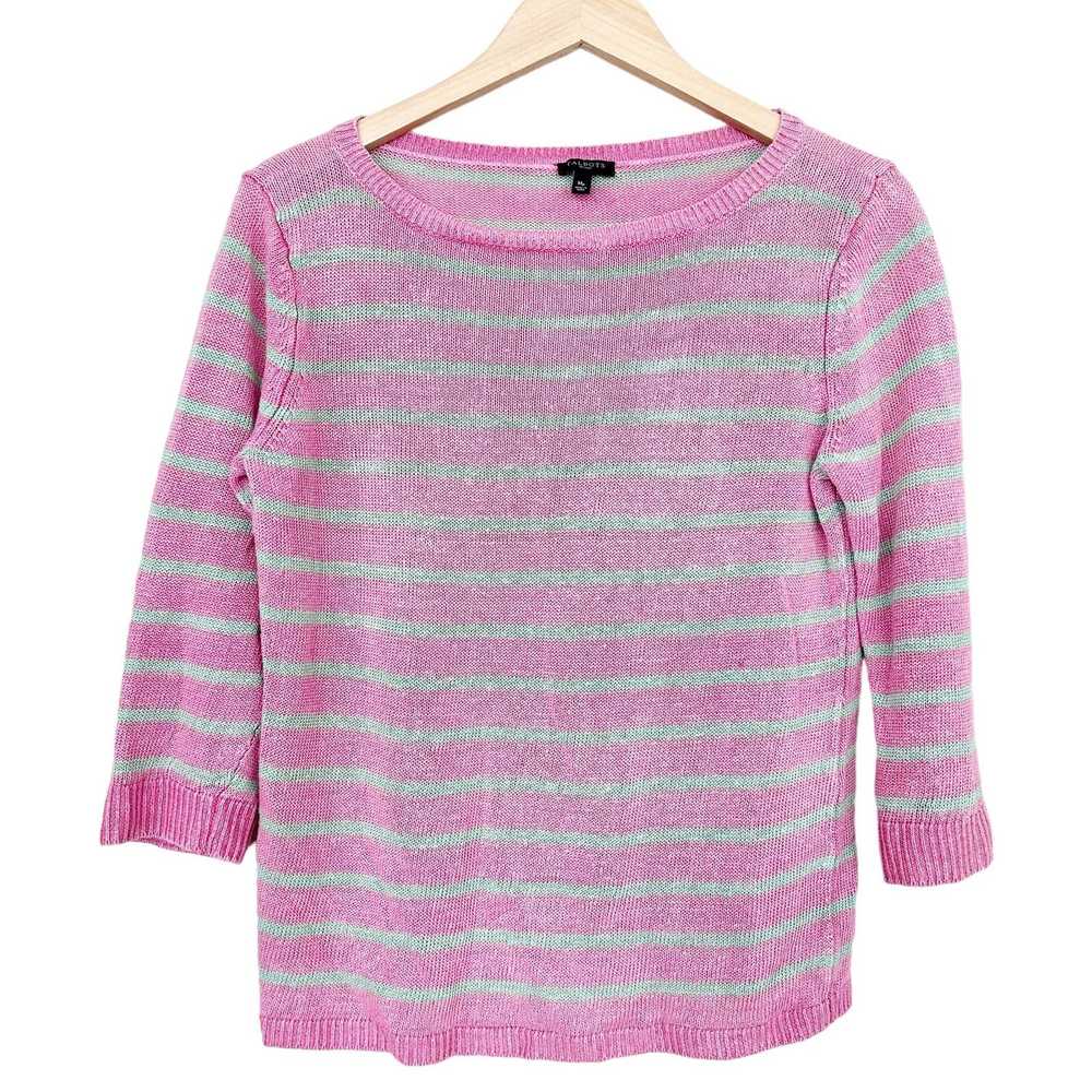 Other Talbots Pink Green Striped 100% Linen Sweat… - image 5