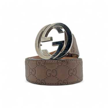 Gucci Gucci - brown leather belt GG monogram orig… - image 1