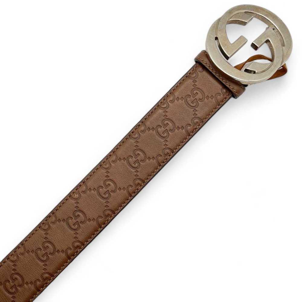 Gucci Gucci - brown leather belt GG monogram orig… - image 2