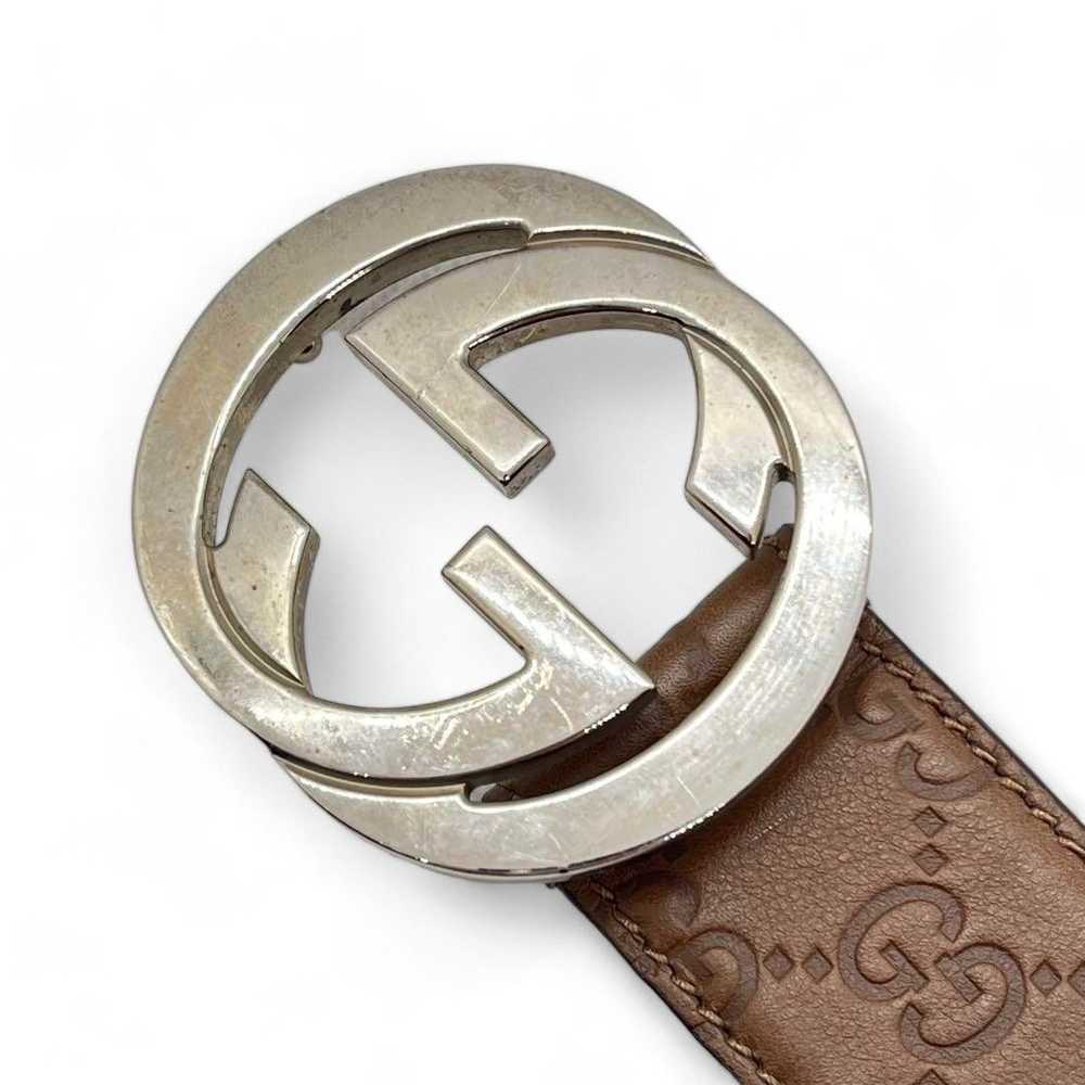 Gucci Gucci - brown leather belt GG monogram orig… - image 5