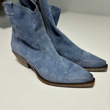 Blue Suede Leather Cowgirl Booties Sundance NWOT