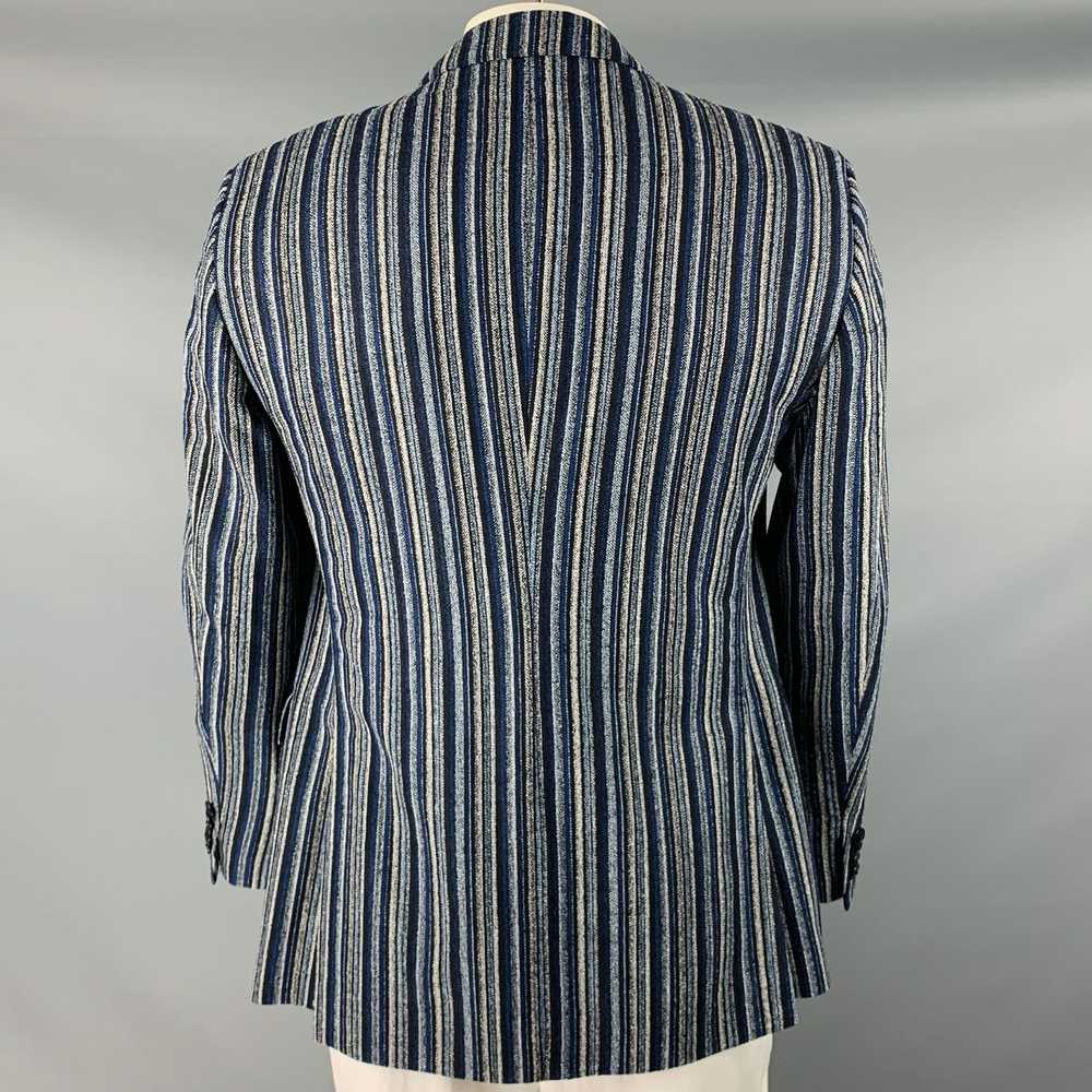 Etro Navy Black White Stripe Wool Blend Notch Lap… - image 4