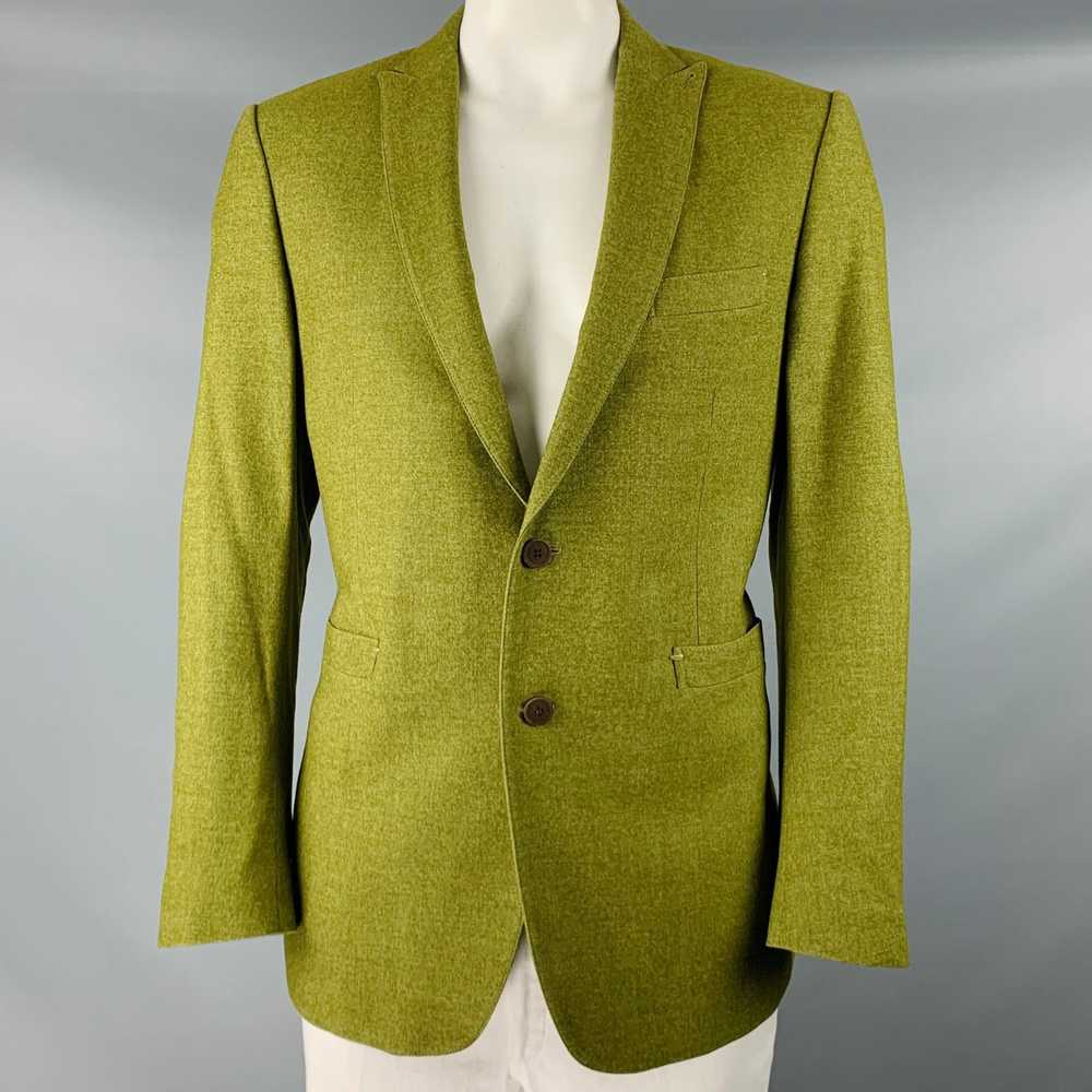 Etro Heather Green Wool Blend Peak Lapel Sport Co… - image 1