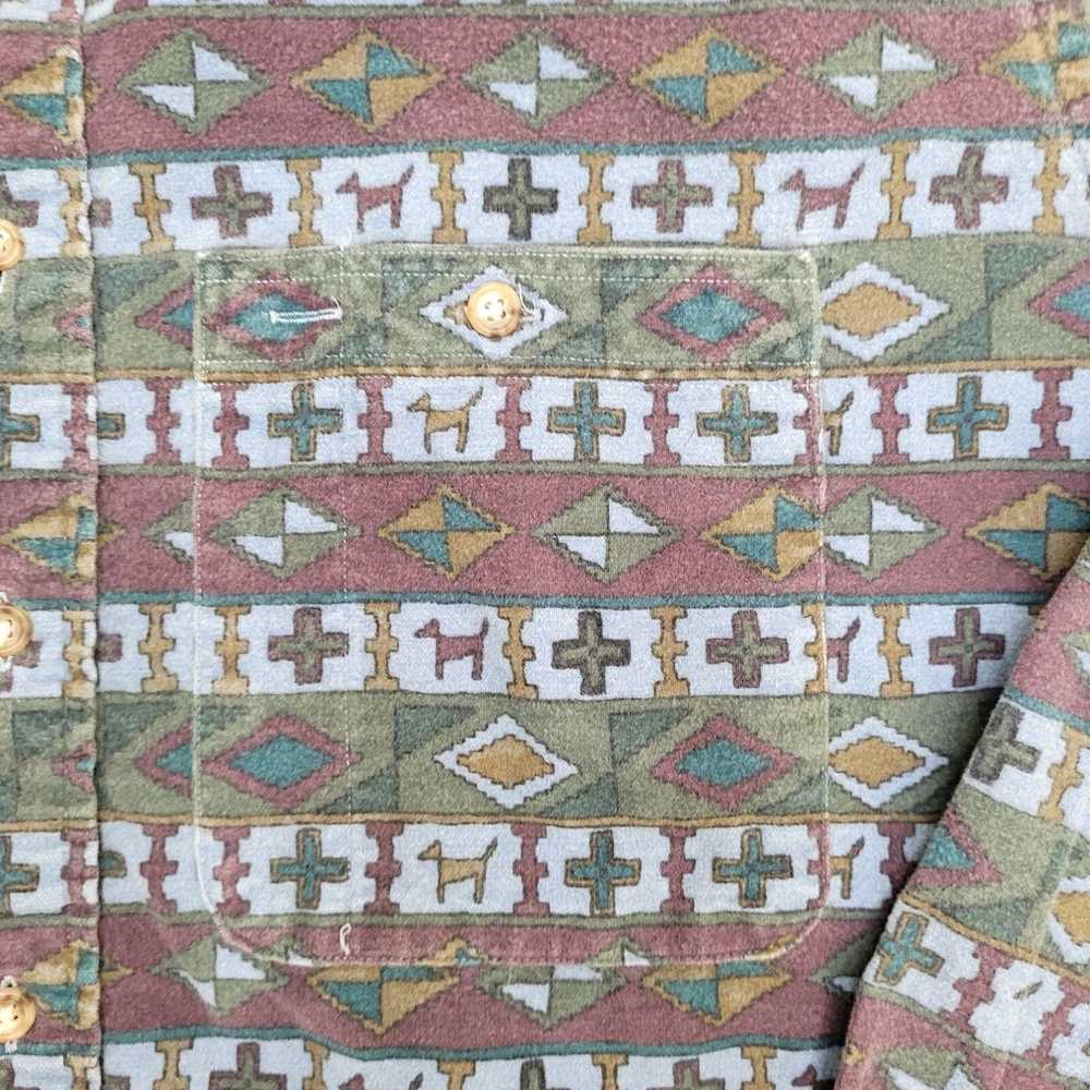 Vintage Vintage LL-Bean Ethnic Tribal Button Shir… - image 3