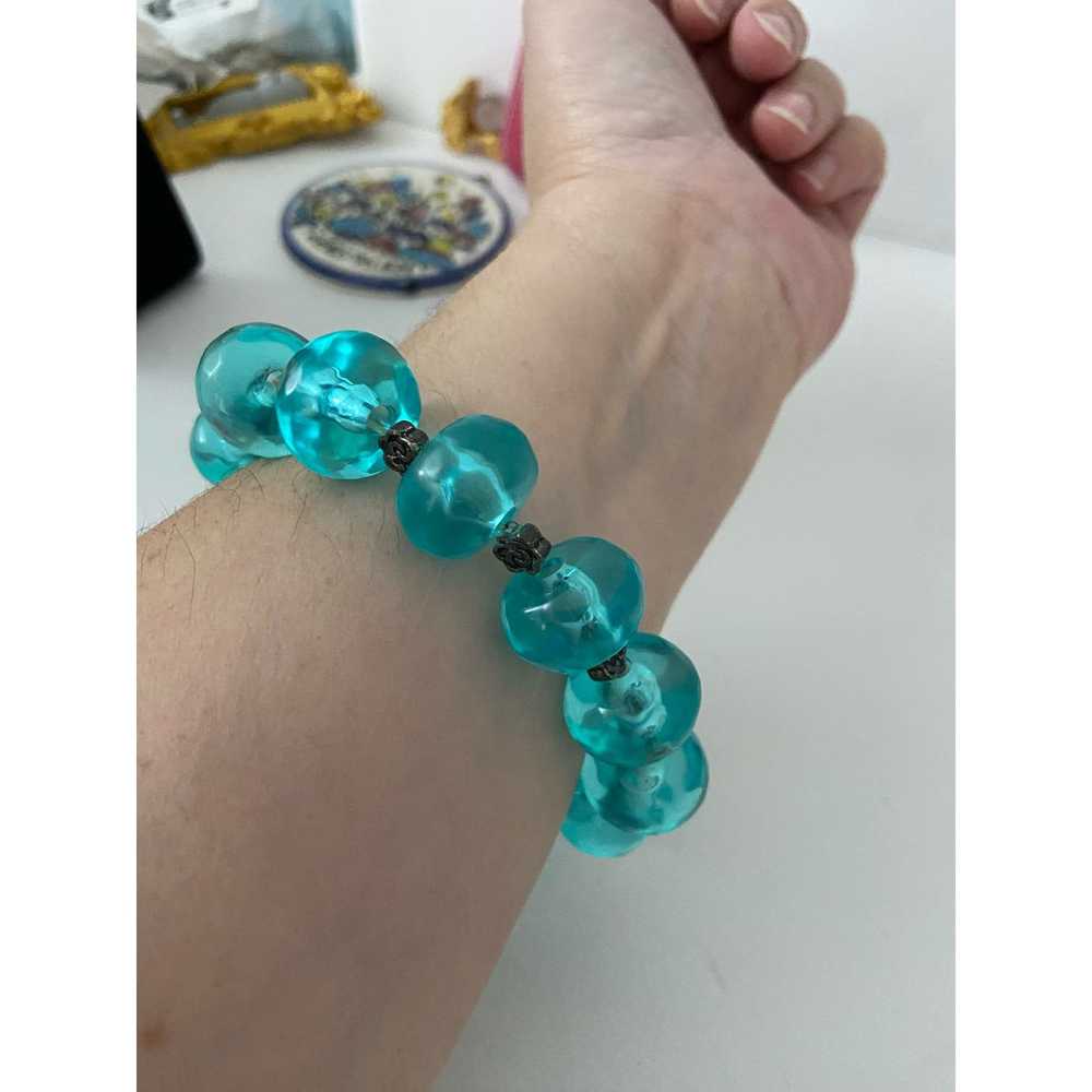 Generic Vintage chunky turquoise blue bead bracel… - image 2