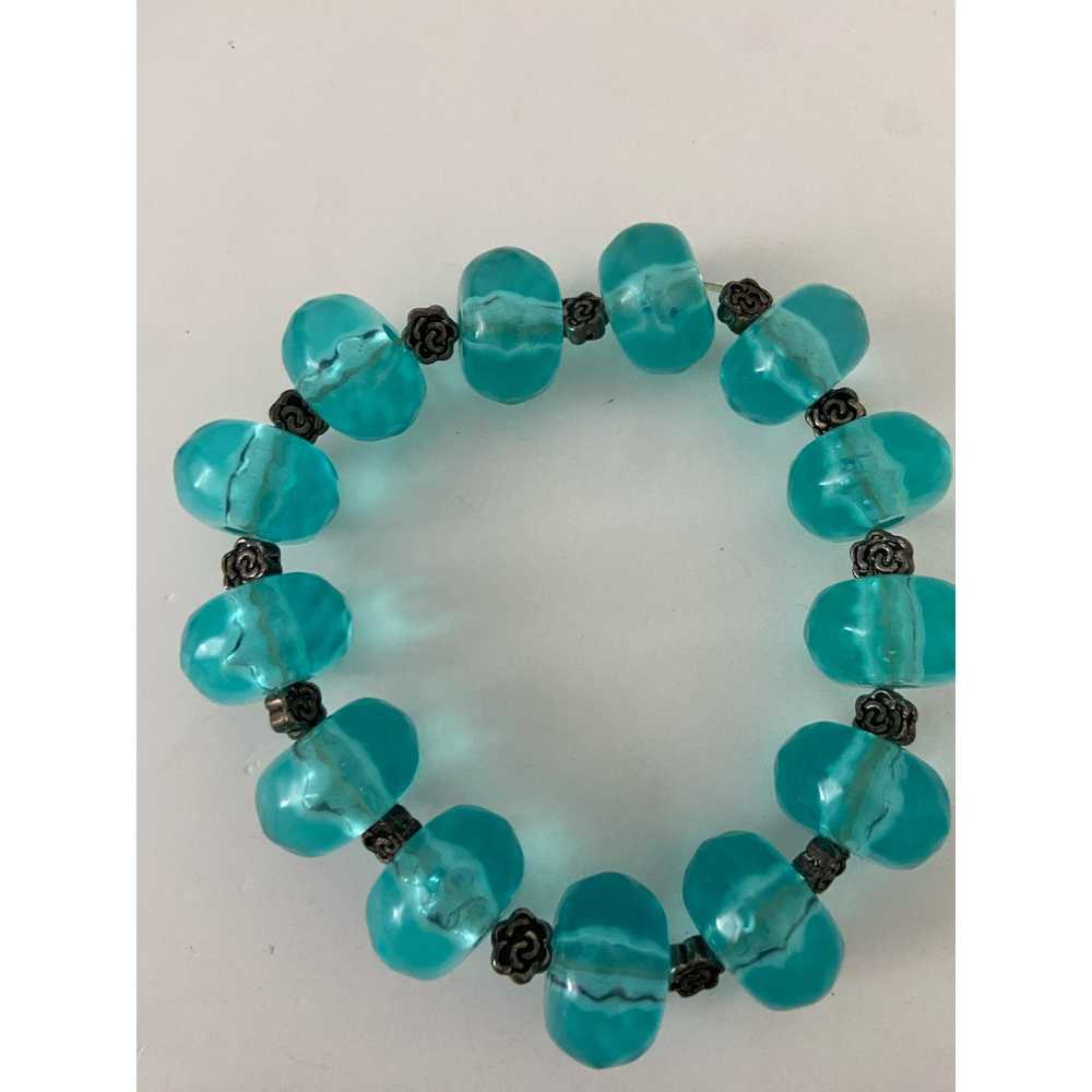 Generic Vintage chunky turquoise blue bead bracel… - image 3
