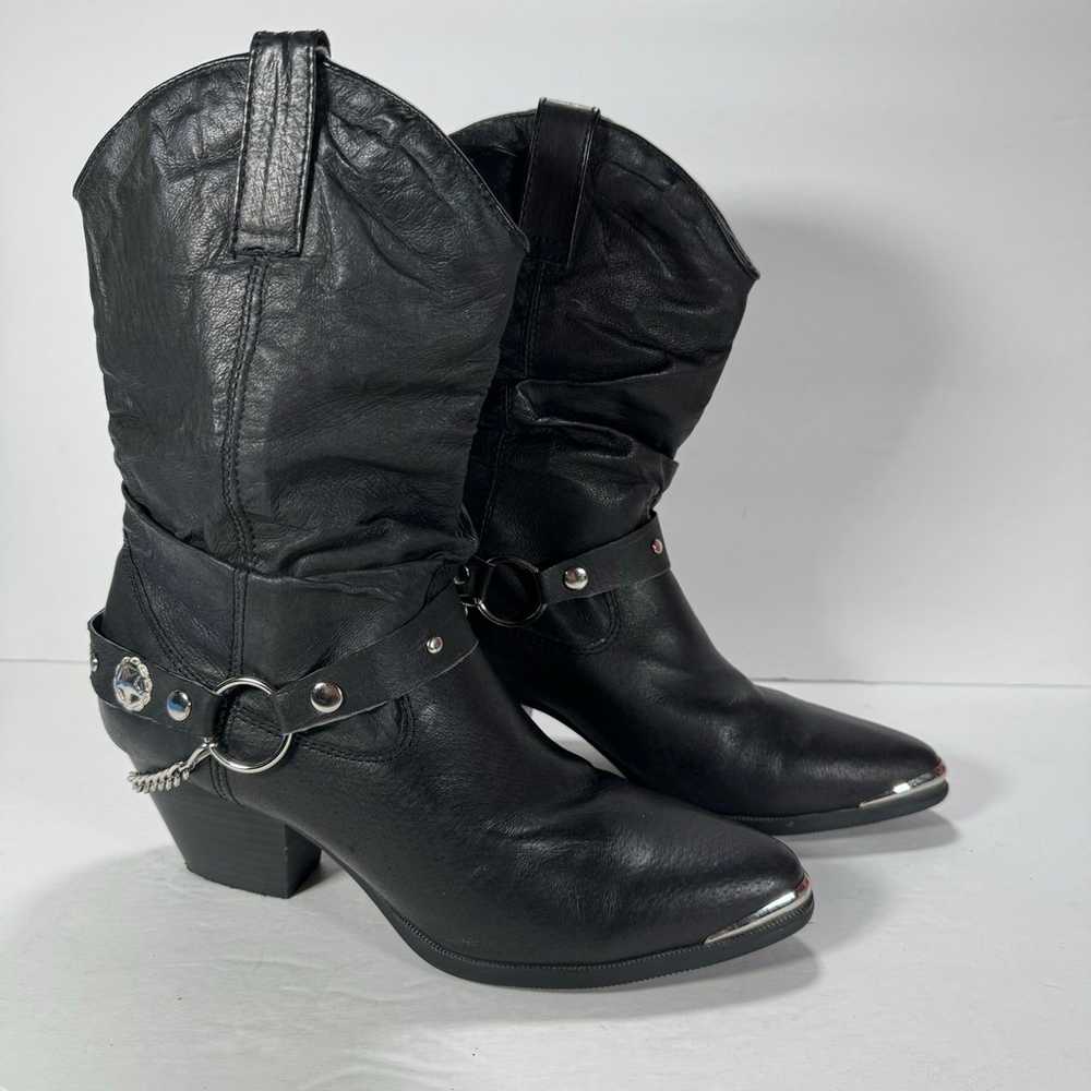 Dingo Olivia Slouch Black Leather Heeled Western … - image 1