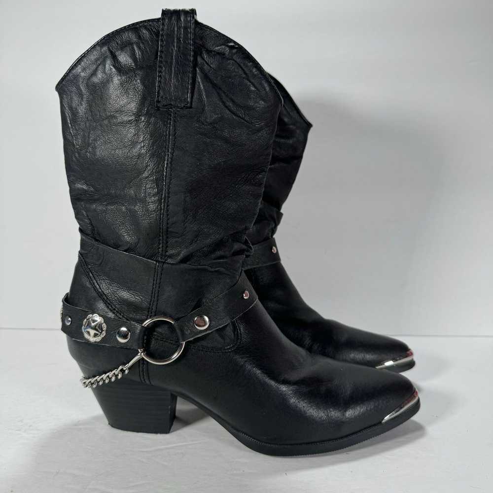 Dingo Olivia Slouch Black Leather Heeled Western … - image 3