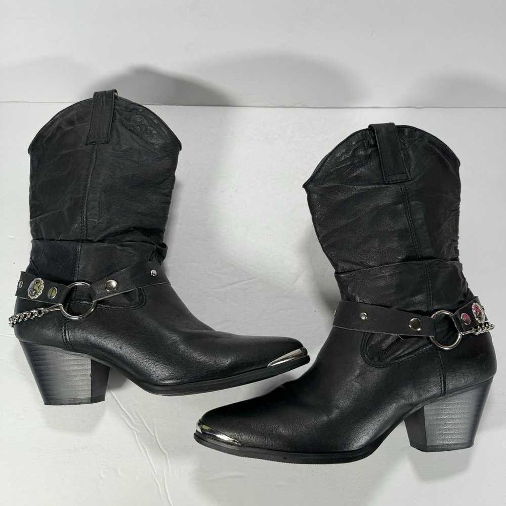 Dingo Olivia Slouch Black Leather Heeled Western … - image 6