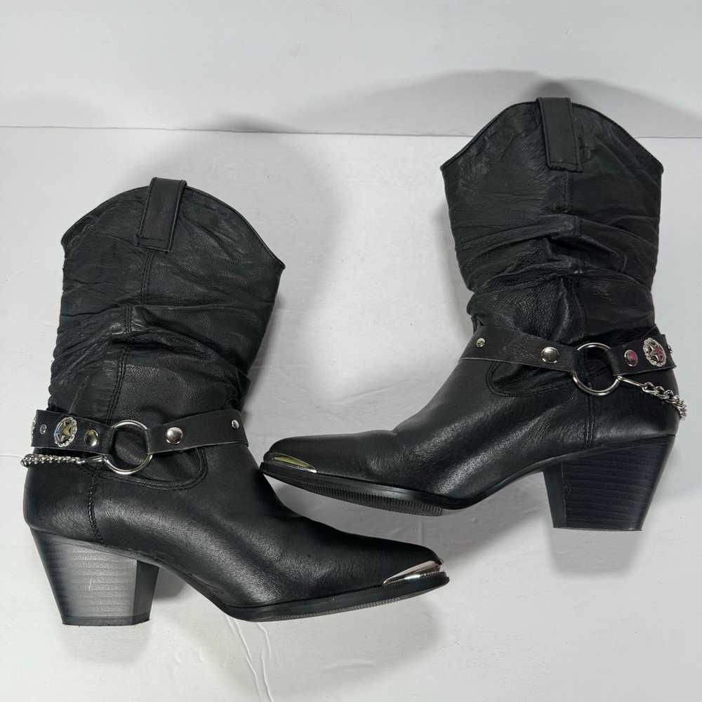Dingo Olivia Slouch Black Leather Heeled Western … - image 7