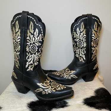 Black & white embroidered ariat boots