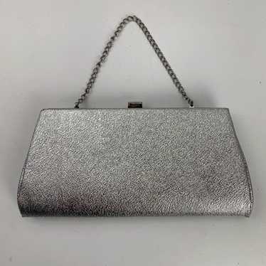 Vintage Shiny Silver Evening Bag Purse Handbag 10… - image 1