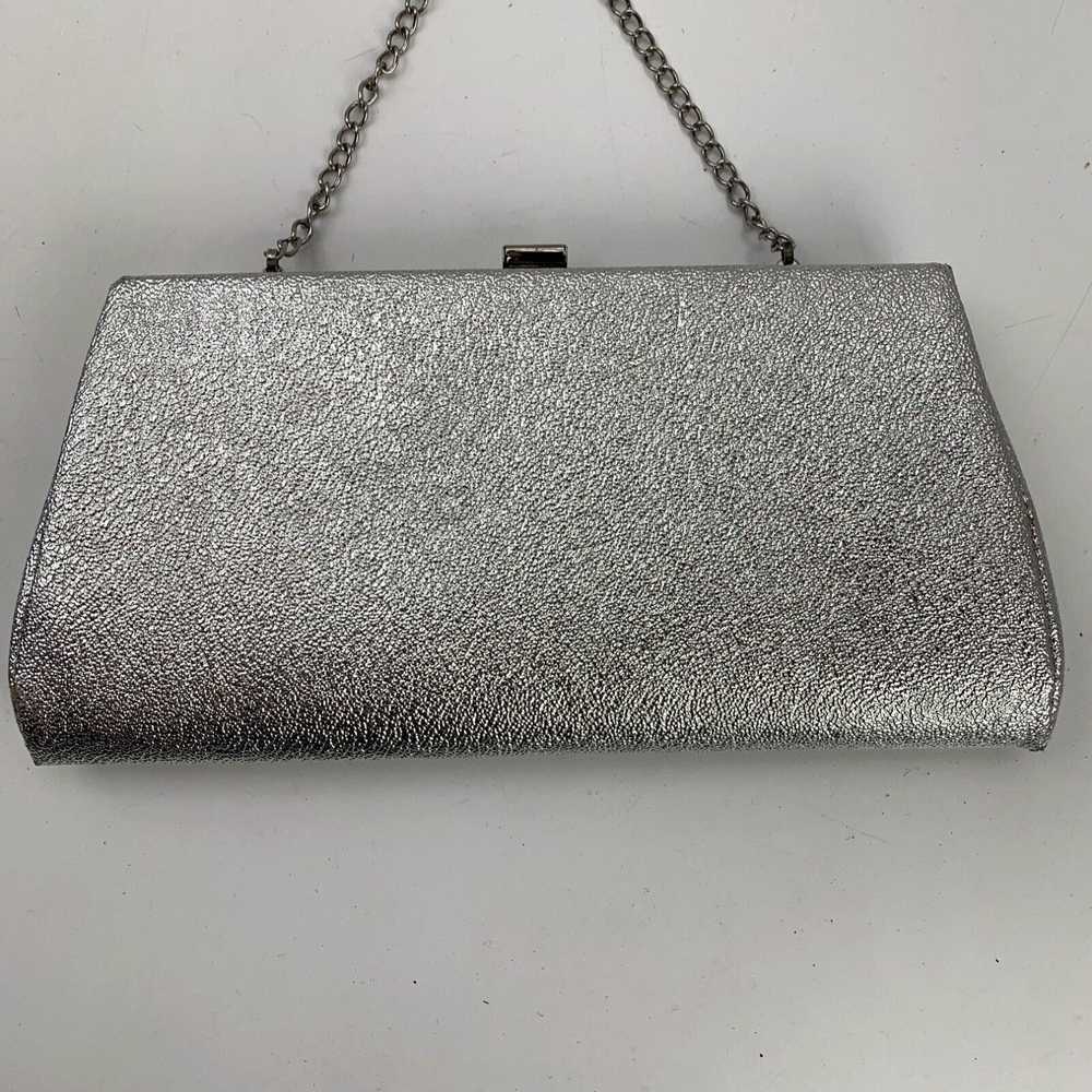 Vintage Shiny Silver Evening Bag Purse Handbag 10… - image 2