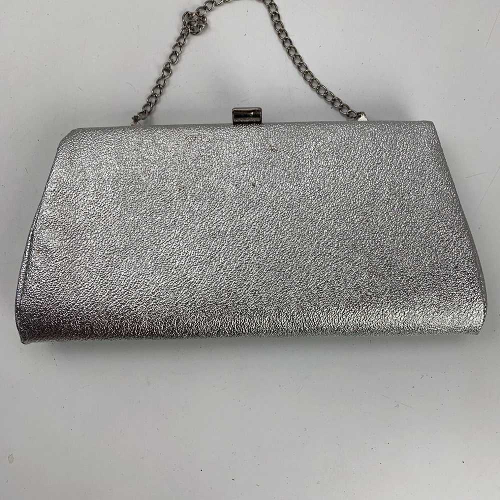 Vintage Shiny Silver Evening Bag Purse Handbag 10… - image 3