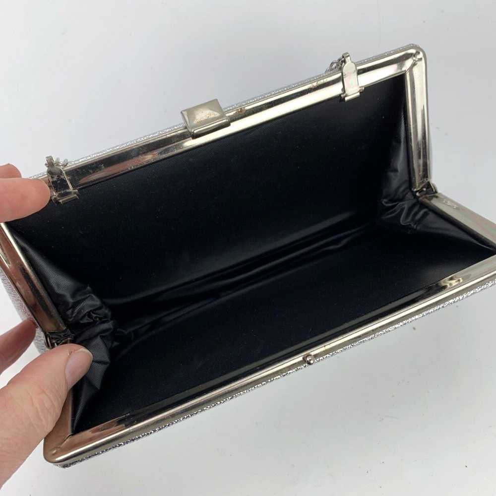 Vintage Shiny Silver Evening Bag Purse Handbag 10… - image 4