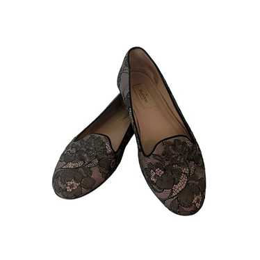 VALENTINO Signature Lace Pink Black Loafer Flats S