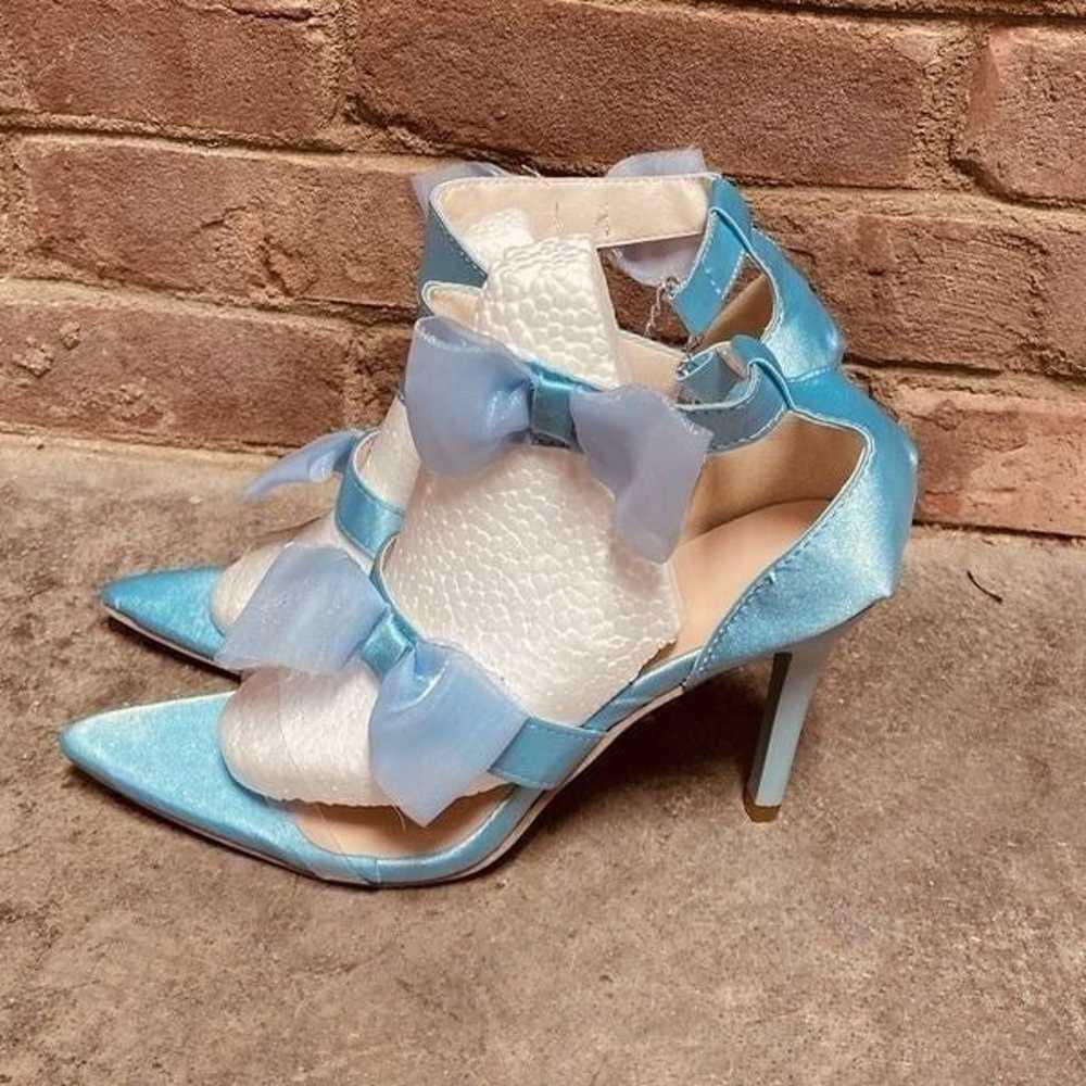 Blue Strappy Bow Pointed Toe Stiletto Sandal Heel… - image 6