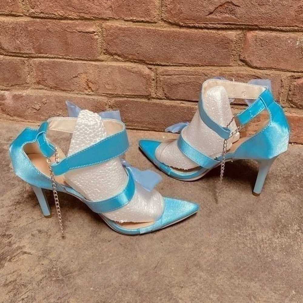 Blue Strappy Bow Pointed Toe Stiletto Sandal Heel… - image 8