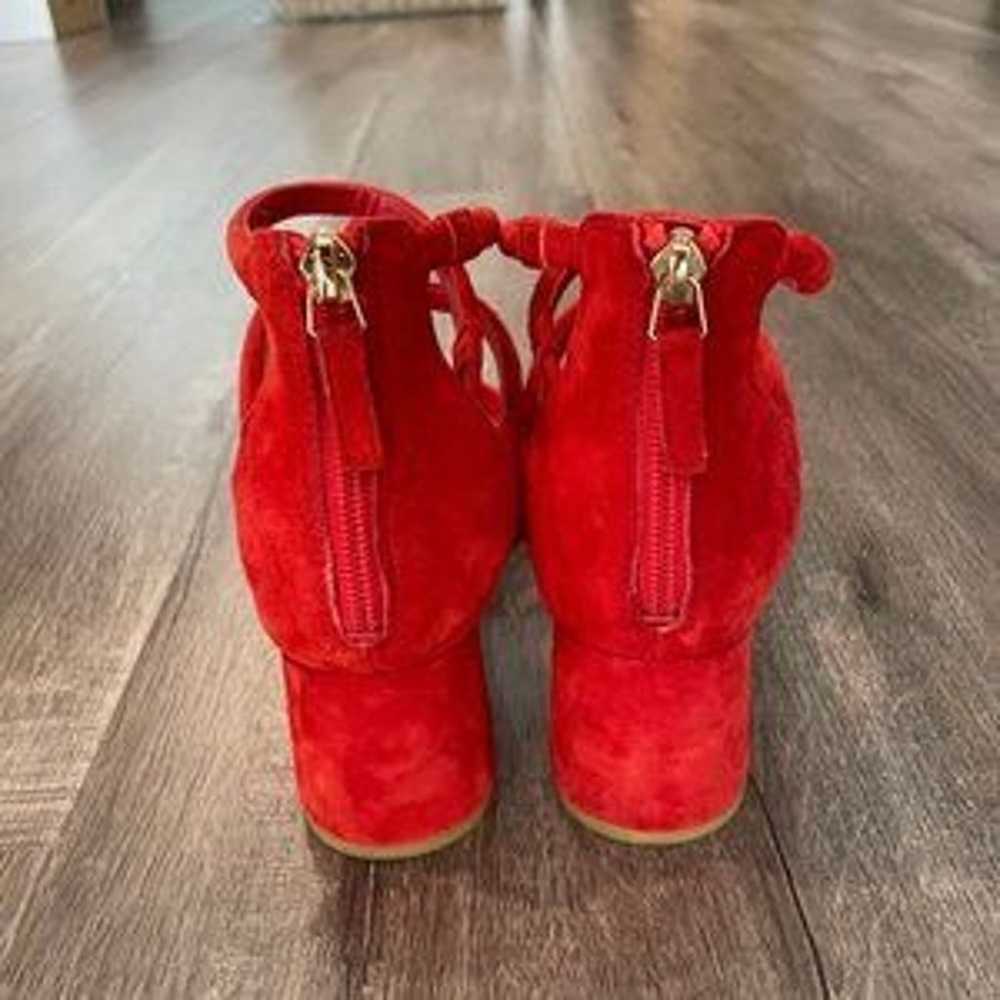Sandro Tessa Red Suede Caged Block Heel Sandals - image 4