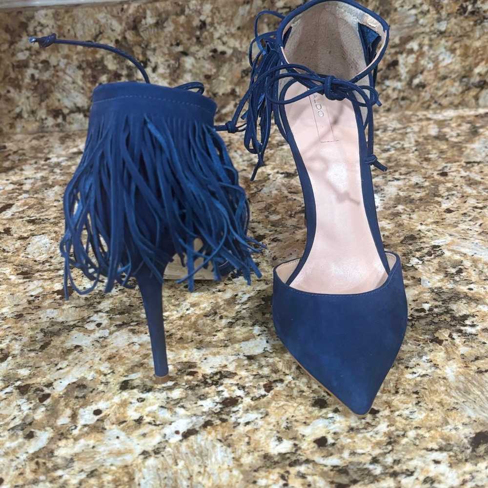Blue fringe Heels size 10 - image 4