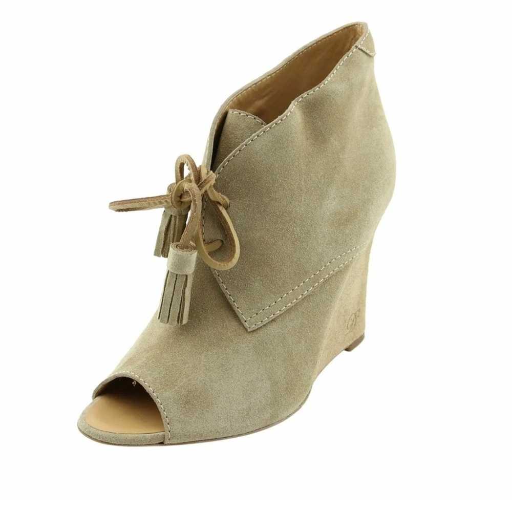 Dsquared2 Beige Suede Peep Toe Lace Up Booties - image 3