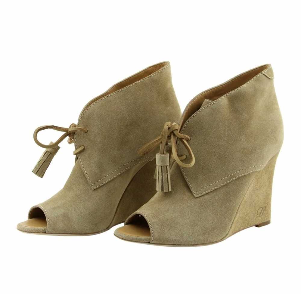 Dsquared2 Beige Suede Peep Toe Lace Up Booties - image 5