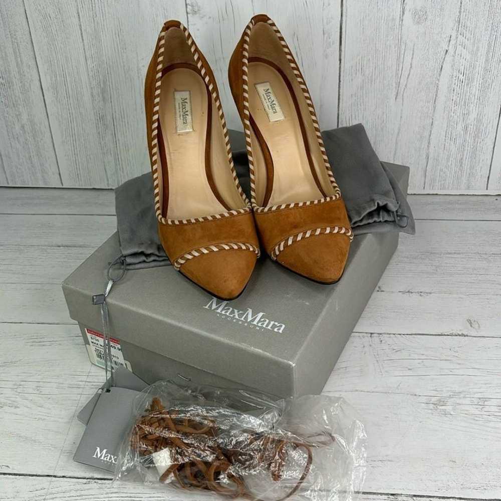 MaxMara Brown Suede Leather Pumps Heels in Womens… - image 1