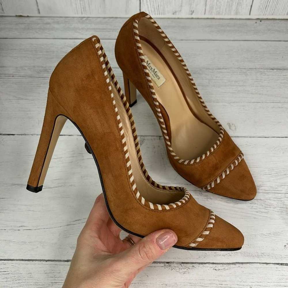 MaxMara Brown Suede Leather Pumps Heels in Womens… - image 2