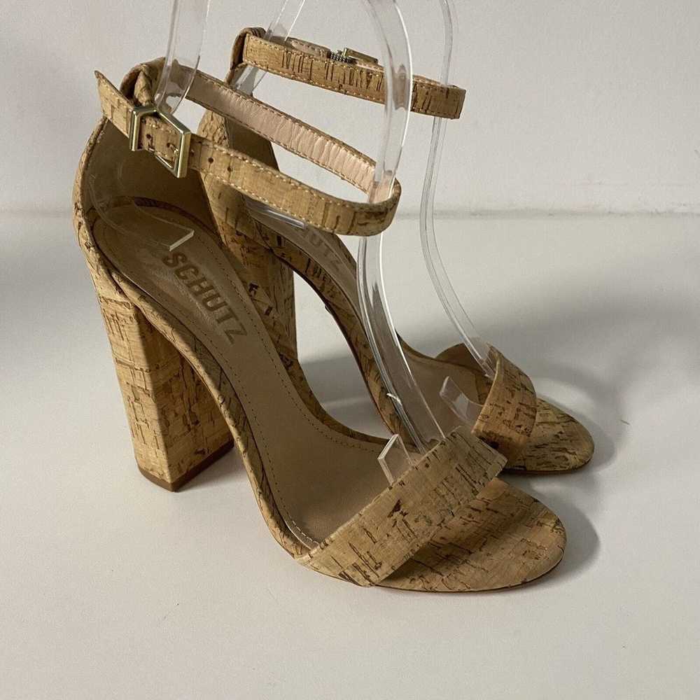 Schutz Enida Sandal Natural Cork Open Toe Ankle S… - image 2
