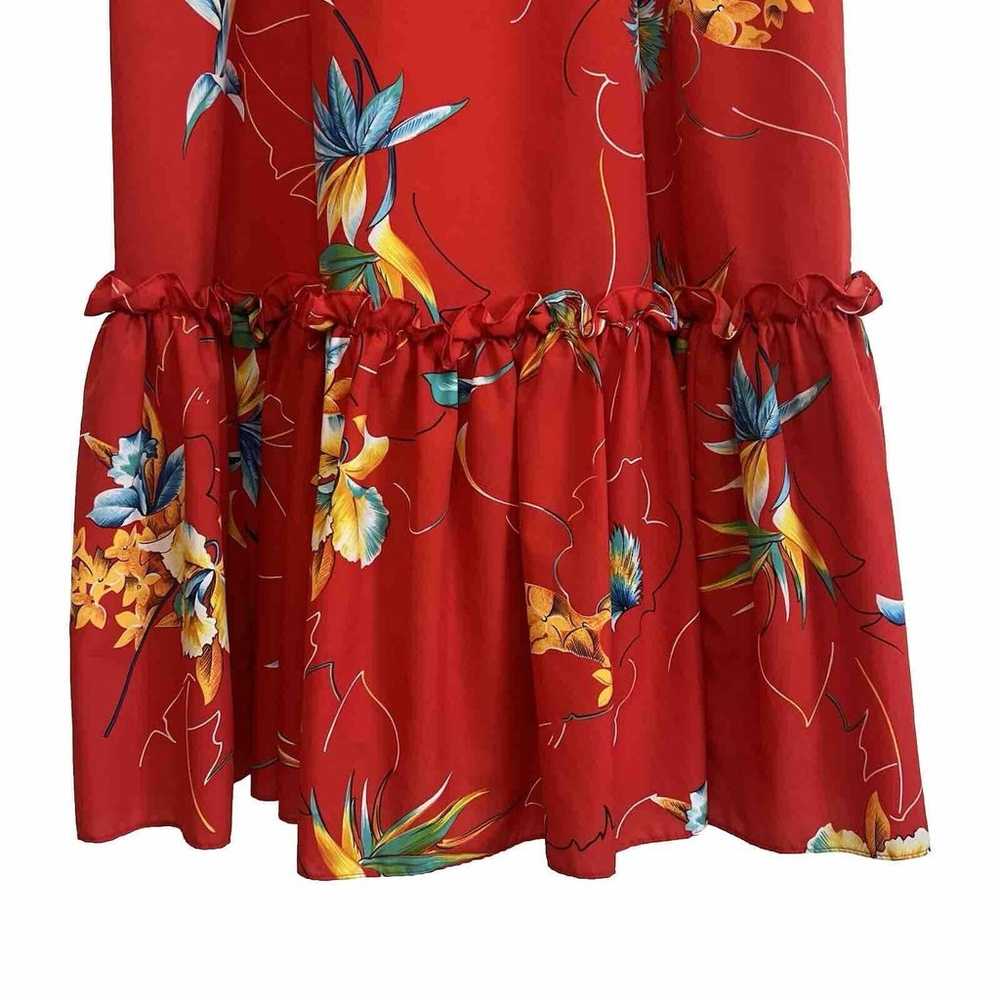 Vintage Hilo Hattie Red Floral Tropical Hawaiian … - image 3