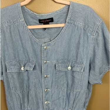 Vintage Denim Button Up Romper Women's XL