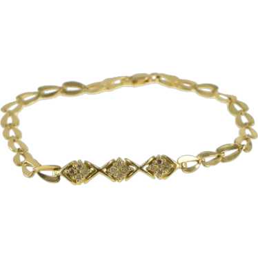 14K Diamond X Criss Cross Cluster Vintage Bracelet