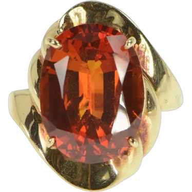 10K Oval Hessonite Garnet Swirl Cocktail Ring Size