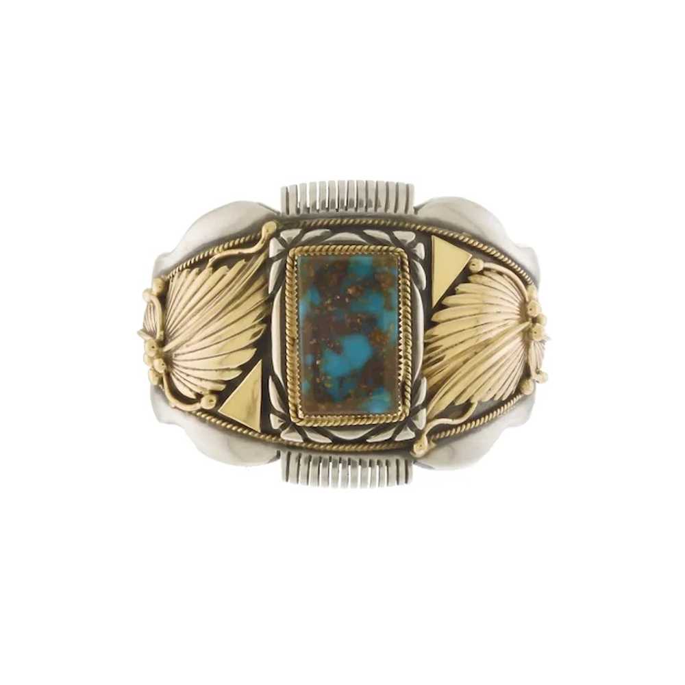 Fantastic R. Bennett Turquoise Cuff with 14k Over… - image 2