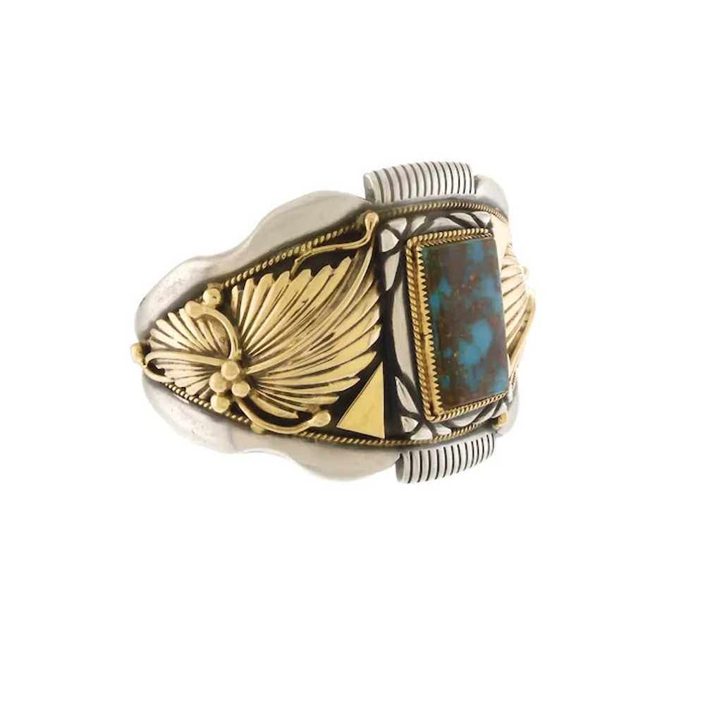 Fantastic R. Bennett Turquoise Cuff with 14k Over… - image 3