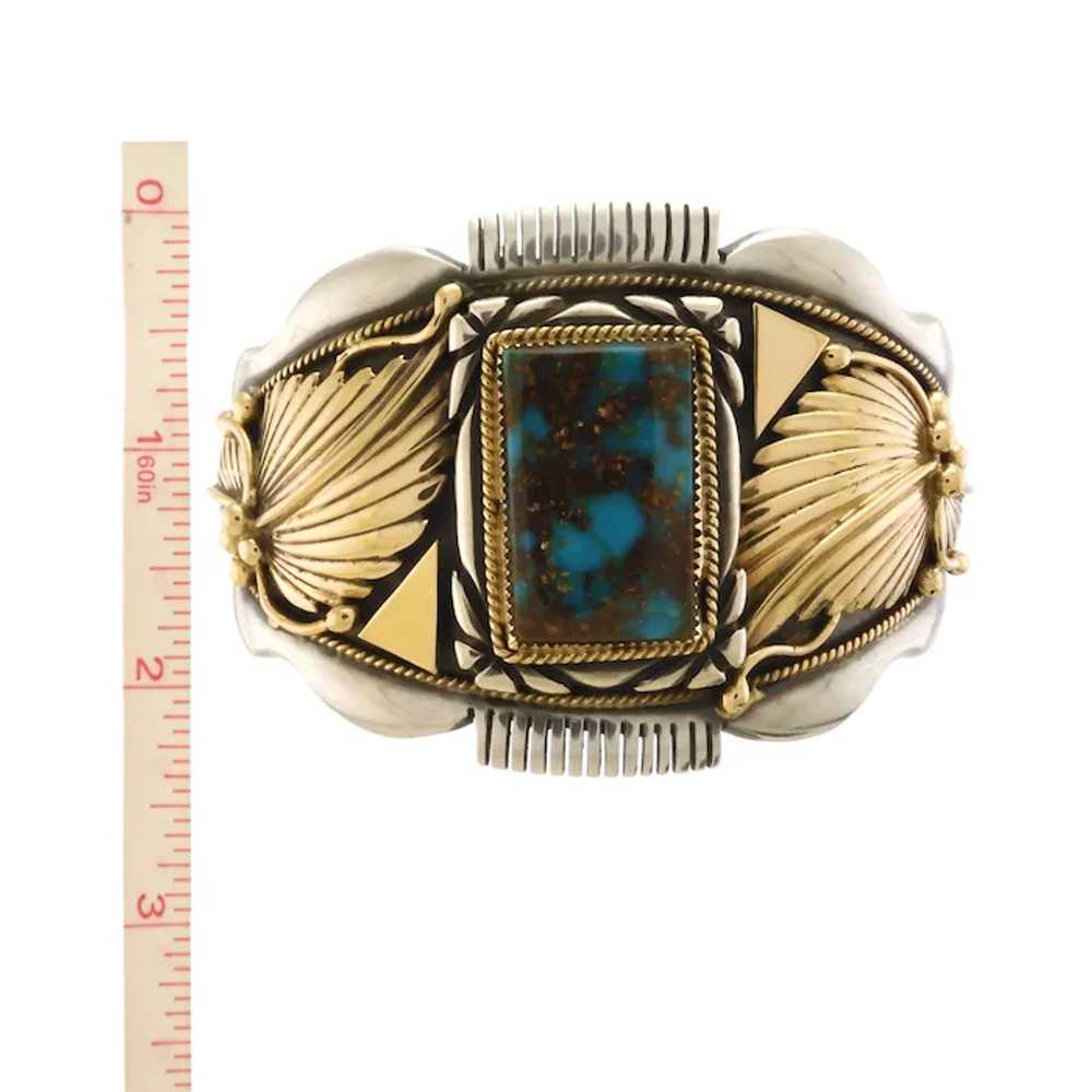 Fantastic R. Bennett Turquoise Cuff with 14k Over… - image 6