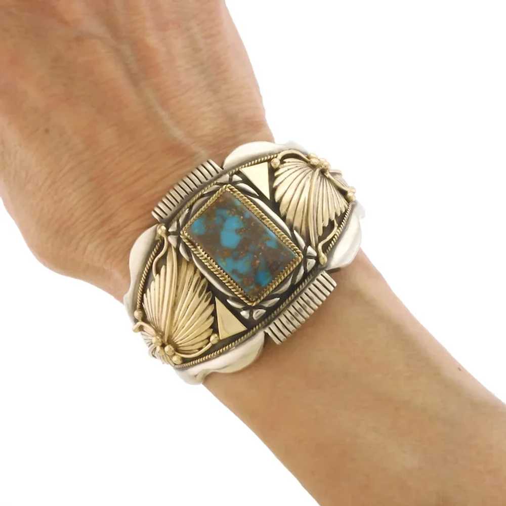Fantastic R. Bennett Turquoise Cuff with 14k Over… - image 7