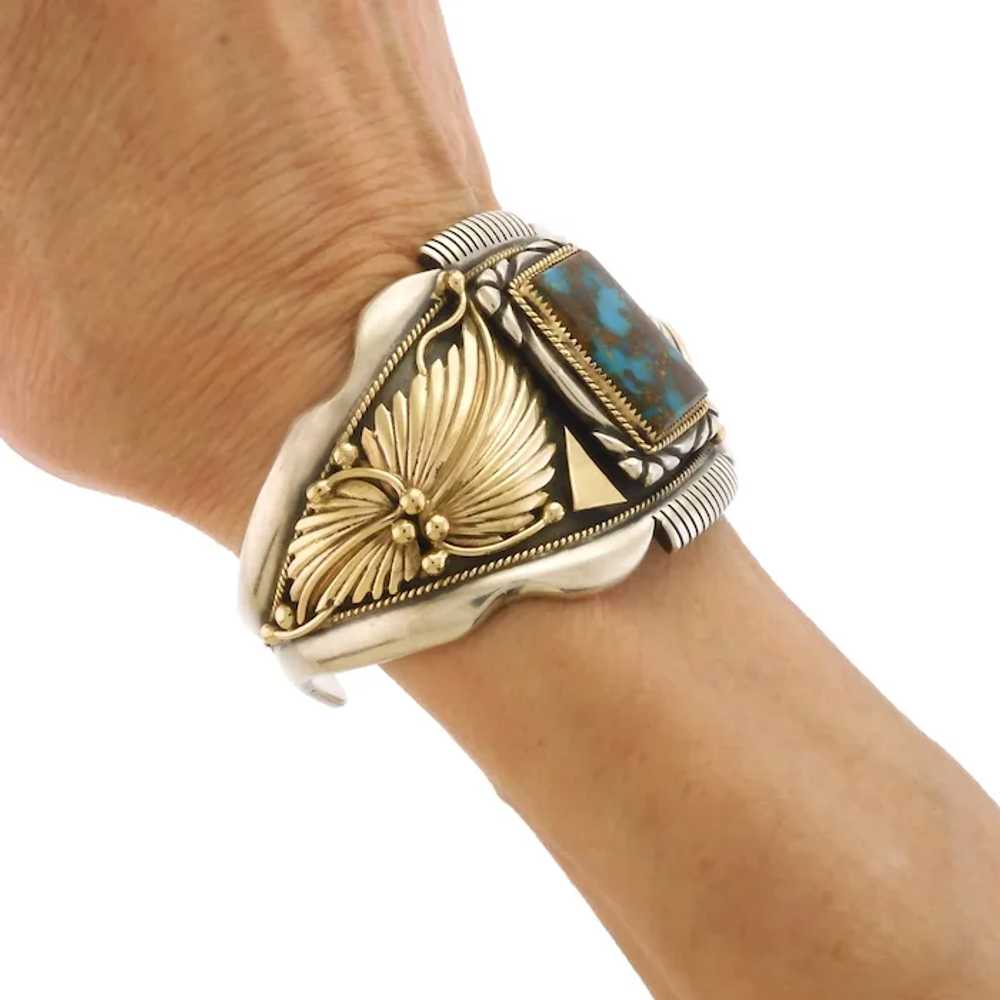 Fantastic R. Bennett Turquoise Cuff with 14k Over… - image 8