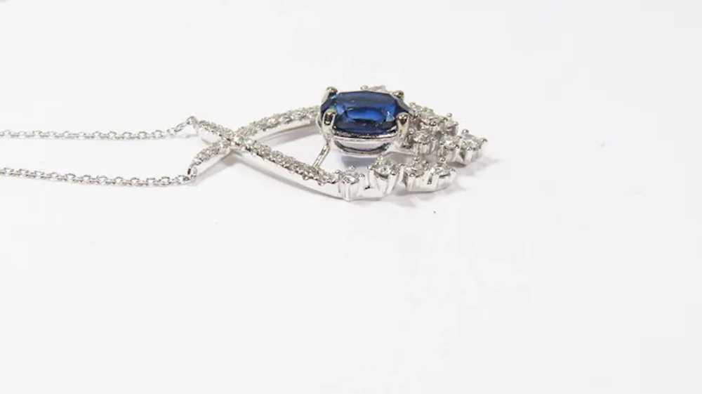 Estate 14K white gold Natural blue sapphire & Dia… - image 3