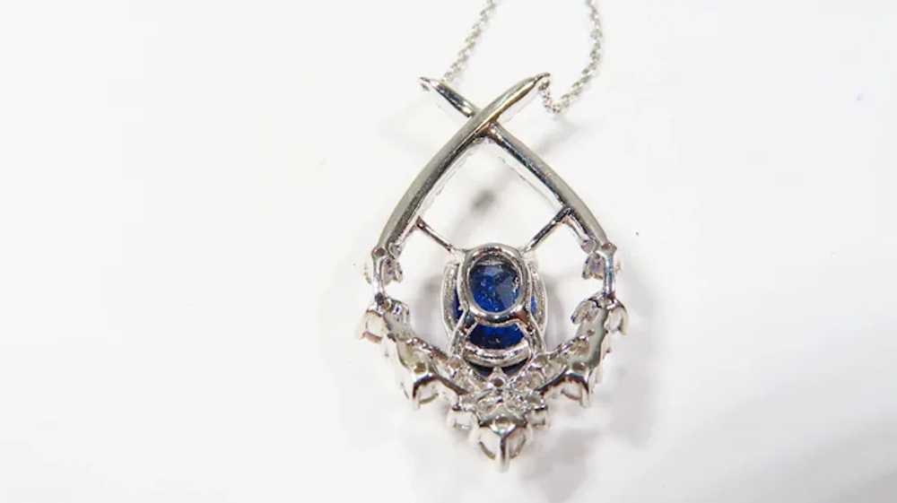 Estate 14K white gold Natural blue sapphire & Dia… - image 4