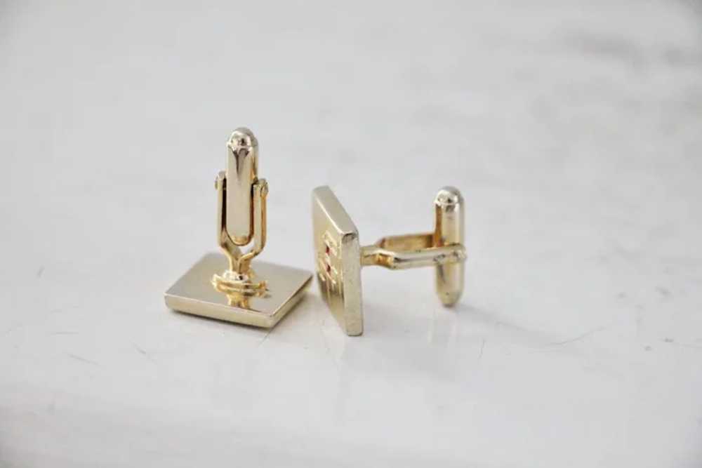 Anson Geometric Red Blue and Gold Cufflinks - image 3