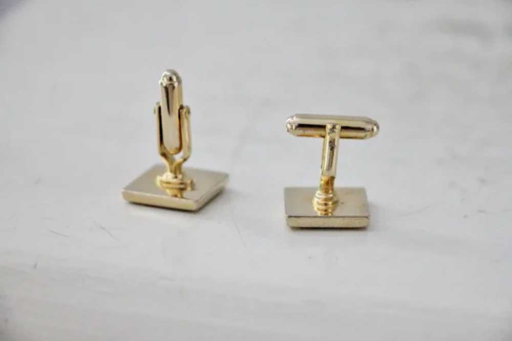 Anson Geometric Red Blue and Gold Cufflinks - image 4