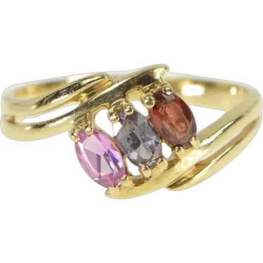 10K Garnet Amethyst Pink Sapphire Bypass Ring Size