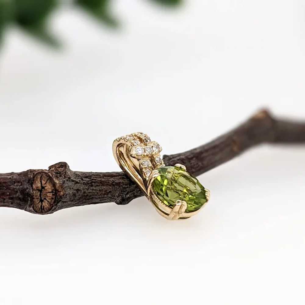 2.1ct Peridot Pendant w Earth Mined Diamonds in S… - image 2