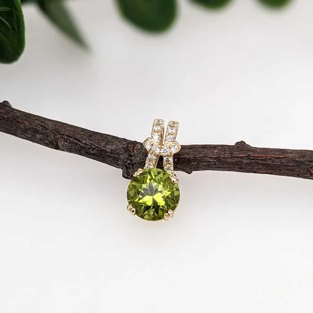 2.1ct Peridot Pendant w Earth Mined Diamonds in S… - image 3