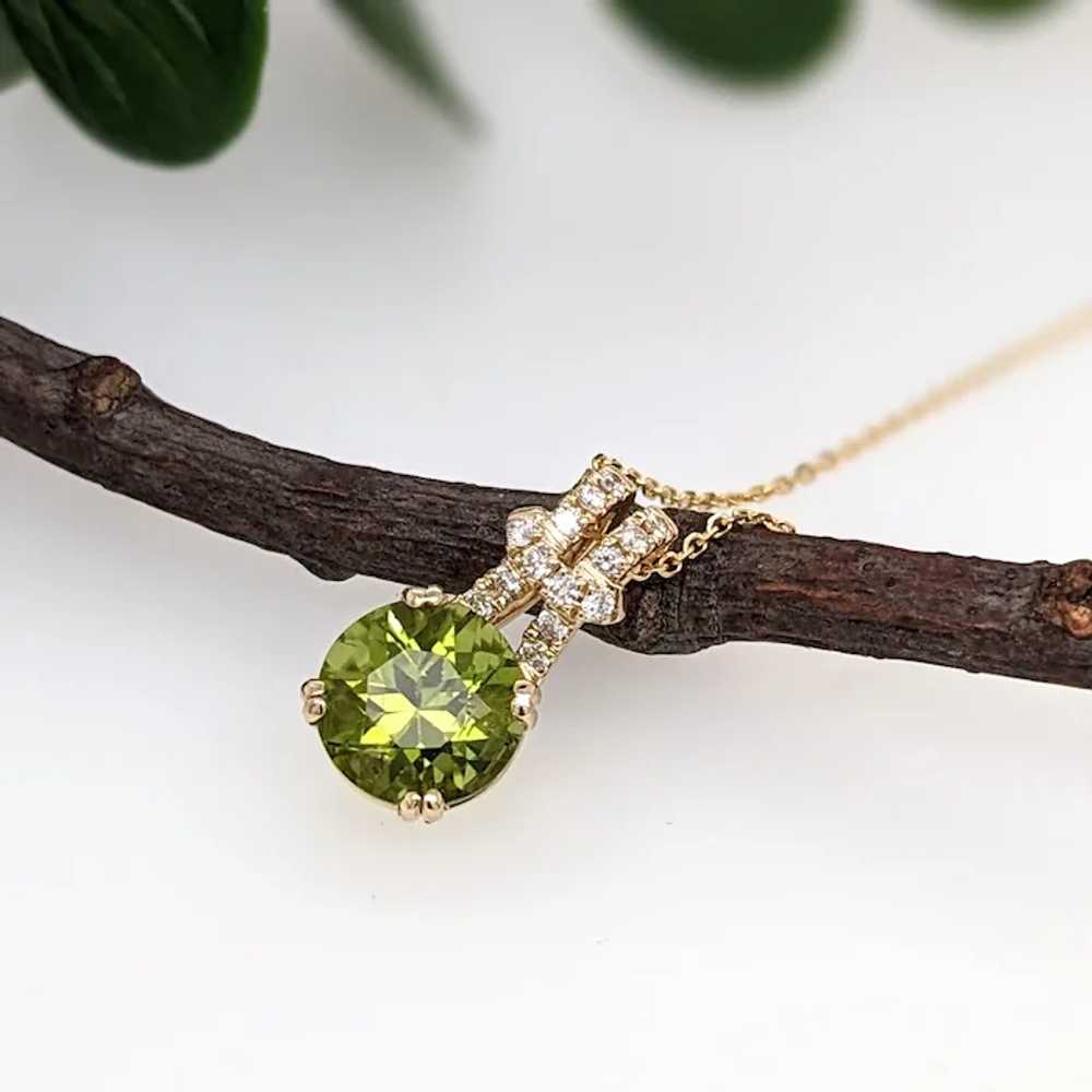 2.1ct Peridot Pendant w Earth Mined Diamonds in S… - image 4