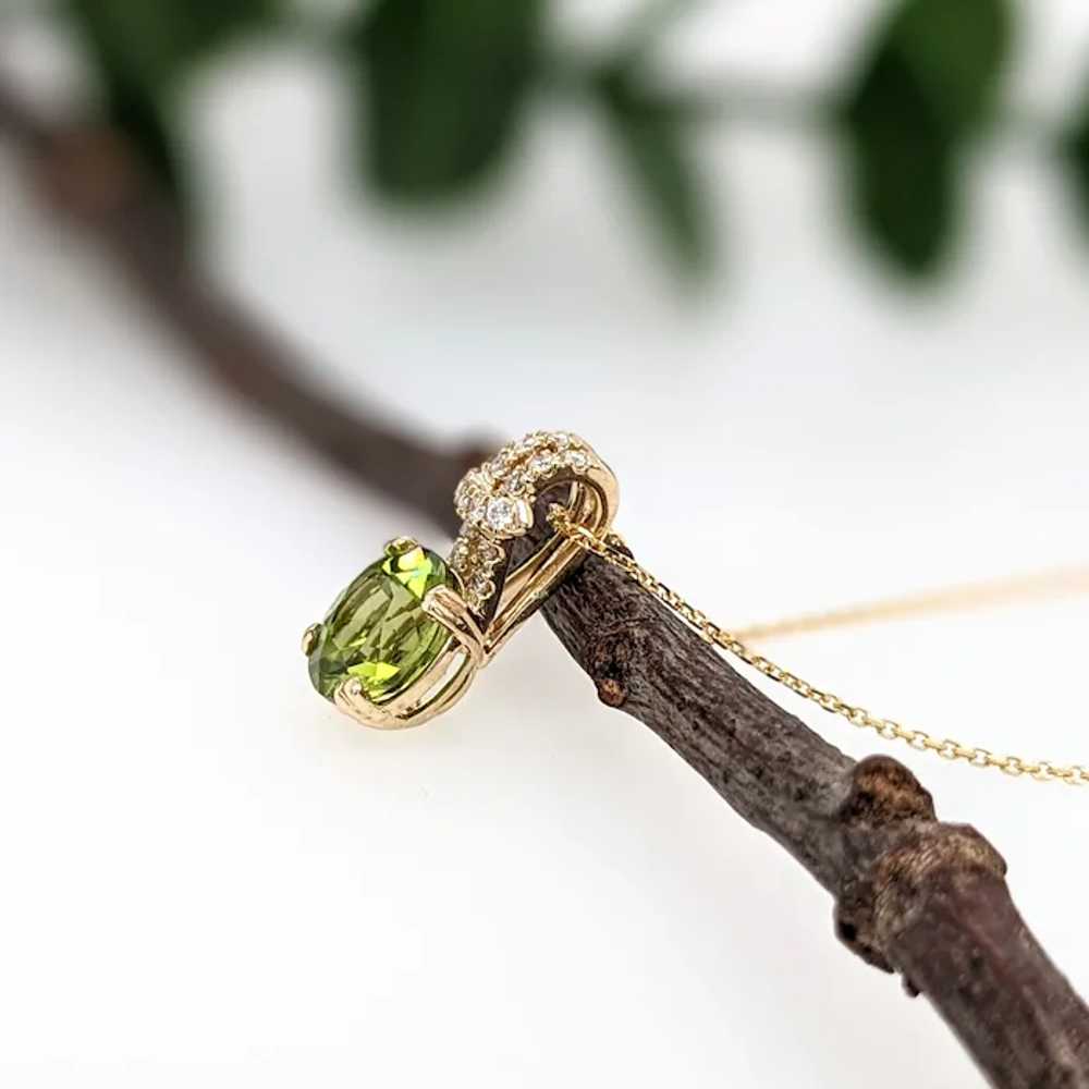 2.1ct Peridot Pendant w Earth Mined Diamonds in S… - image 5